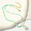 Women's Handmade Crystal And Pearl Beaded Clavicle Chain Necklace With Flower And Geometric Rhombus Pattern