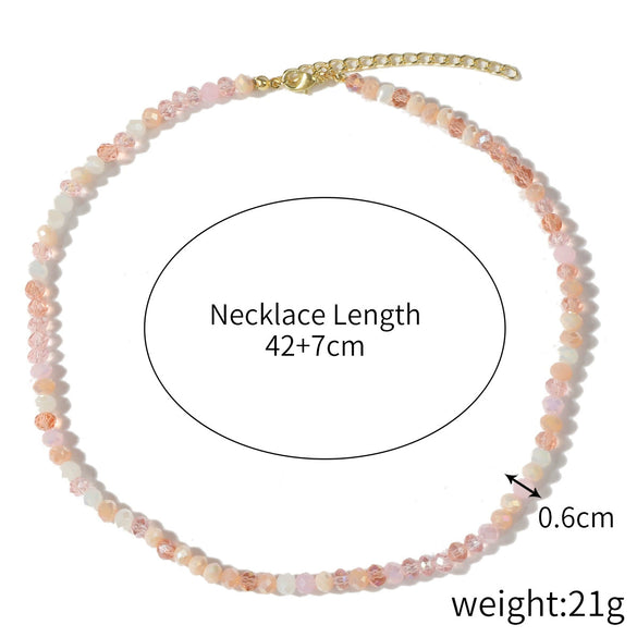Women's Handmade Crystal And Pearl Beaded Clavicle Chain Necklace With Flower And Geometric Rhombus Pattern