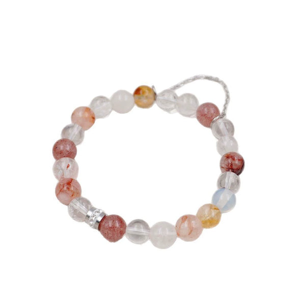 Women's Handmade Crystal Bracelet With Cherry Blossom Pink White And Strawberry Crystals