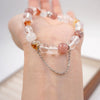 Women's Handmade Crystal Bracelet With Cherry Blossom Pink White And Strawberry Crystals