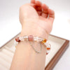 Women's Handmade Crystal Bracelet With Cherry Blossom Pink White And Strawberry Crystals
