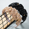 Women's Handmade Crystal Flower Headband Fashion Wide Hair Band With Diamond Style Inlaid Design And Sparkling Finish