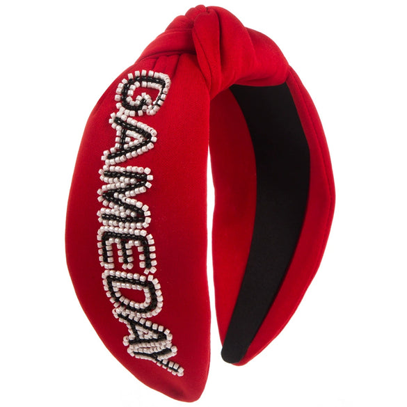 Women's Handmade Crystal Geometric Letter Rice Bead Fabric Headband Hair Accessory