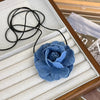Women's Handmade Denim Flower Necklace Choker Clavicle Chain