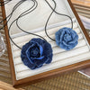 Women's Handmade Denim Flower Necklace Choker Clavicle Chain