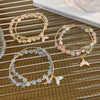 Women's Handmade Double Layer Beaded Bracelet With Fresh Floral Explosive Crystal Fishtail Pendant Geometric Pattern And Polishing Treatment