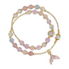 Women's Handmade Double Layer Beaded Bracelet With Fresh Floral Explosive Crystal Fishtail Pendant Geometric Pattern And Polishing Treatment