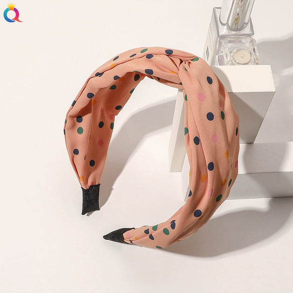 Women's Handmade Elegant Crossknotted Cloth Headband With Floral Wave Pattern Wide Hair Accessory