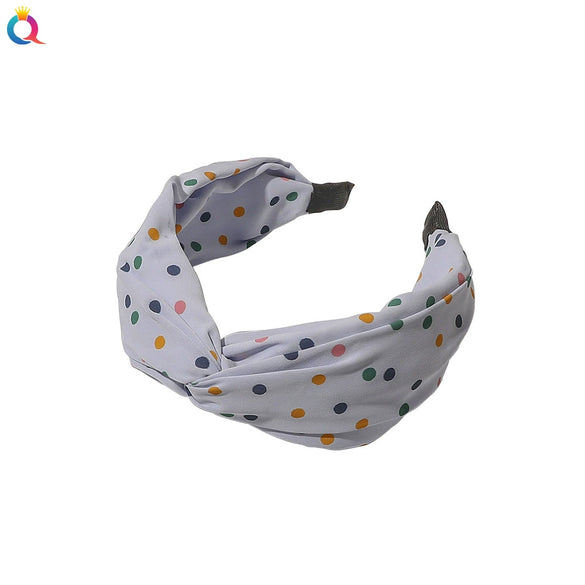 Women's Handmade Elegant Crossknotted Cloth Headband With Floral Wave Pattern Wide Hair Accessory