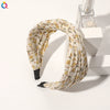 Women's Handmade Elegant Crossknotted Cloth Headband With Floral Wave Pattern Wide Hair Accessory