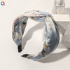 Women's Handmade Elegant Crossknotted Cloth Headband With Floral Wave Pattern Wide Hair Accessory