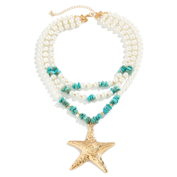 Women's Handmade Exaggerated Starfish Pendant Necklace With Plastic Resin And Alloy Materials