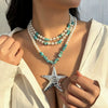 Women's Handmade Exaggerated Starfish Pendant Necklace With Plastic Resin And Alloy Materials