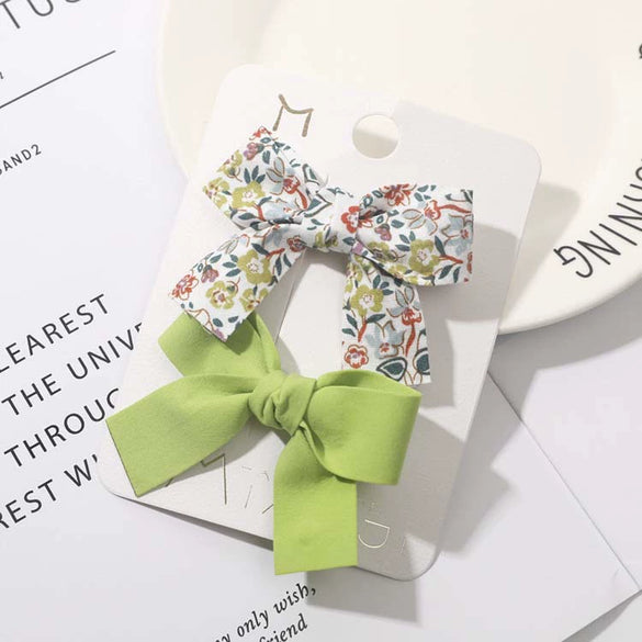 Women's Handmade Fabric Bow Floral Duckbill Hair Clip Individually Packaged Fresh Style Hair Accessory