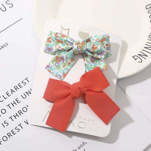 Women's Handmade Fabric Bow Floral Duckbill Hair Clip Individually Packaged Fresh Style Hair Accessory