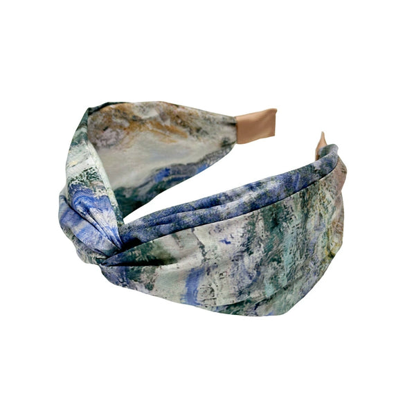 Women's Handmade Fabric Hair Hoop With Monet Oil Painting Style And Retro Cross Design