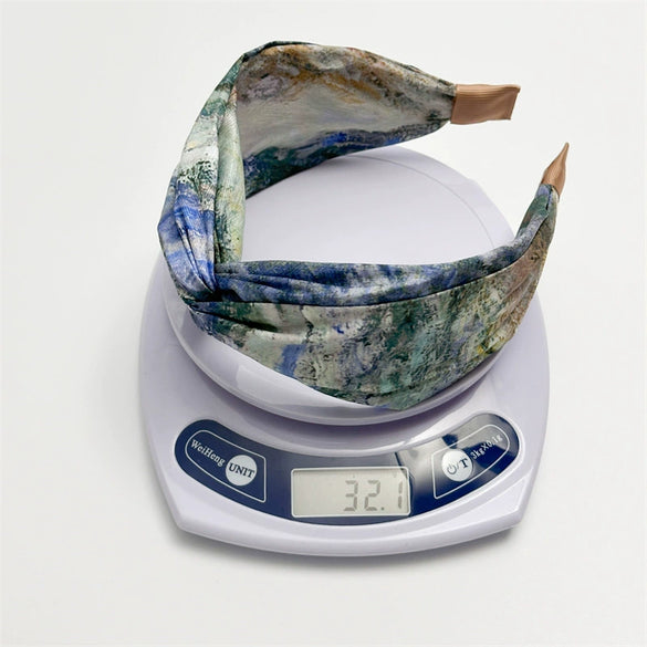 Women's Handmade Fabric Hair Hoop With Monet Oil Painting Style And Retro Cross Design