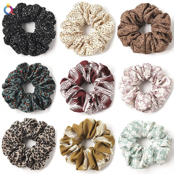 Women’s Handmade Fabric Scrunchie Hair Tie With Polka Dot And Leopard Print Patterns Elegant Hair Accessory Wholesale