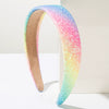 Women's Handmade Fabric Sequin Plaid Headband Rainbow Color Highend Fashion Super Shiny Hair Accessories