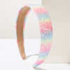 Women's Handmade Fabric Sequin Plaid Headband Rainbow Color Highend Fashion Super Shiny Hair Accessories