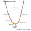 Women's Handmade Fashion Geometric Natural Stone 316L Stainless Steel And 316L Stainless Steel Gold Beaded Clavicle Necklace With Electroplating