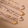 Women's Handmade Fashion Geometric Natural Stone 316L Stainless Steel And 316L Stainless Steel Gold Beaded Clavicle Necklace With Electroplating