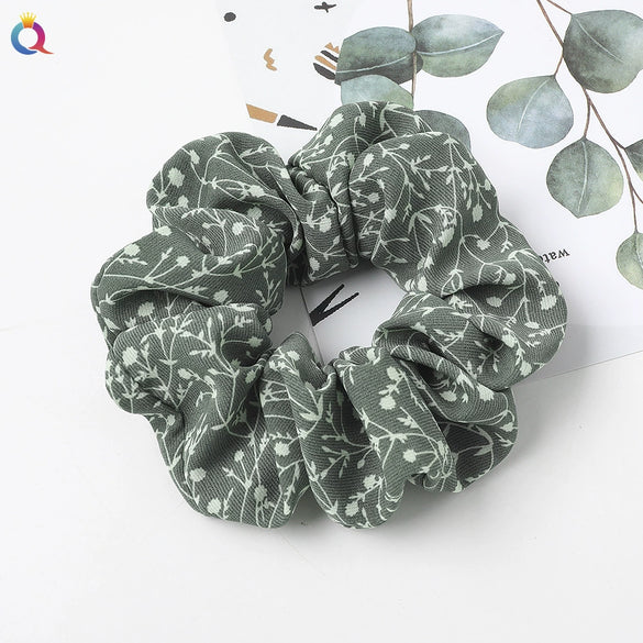 Women's Handmade Floral Print Chiffon Fabric Scrunchie Hair Ring Hair Accessory For Everyday Styling