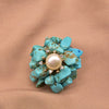 Women's Handmade Freshwater Pearl And Gold Plated Copper Flower Brooch