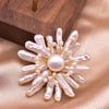 Women's Handmade Freshwater Pearl And Gold Plated Copper Flower Brooch