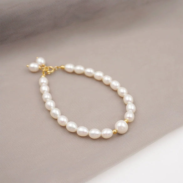 Women's Handmade Freshwater Pearl Bracelet Geometric Minimalist Design