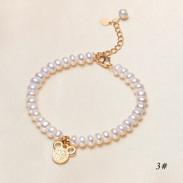 Women's Handmade Freshwater Pearl Bracelet With Copper Alloy Accessories And Near Circle Pearls Natural Style