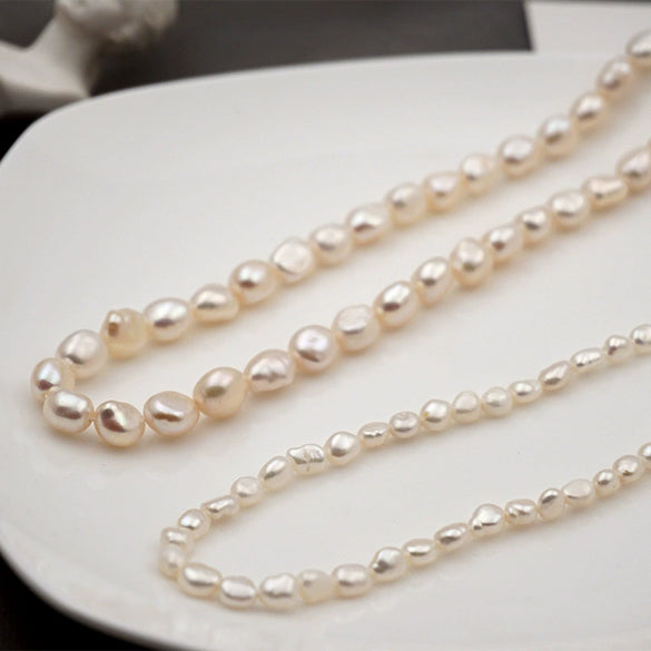 Women's Handmade Freshwater Pearl Minimalist Geometric Cross Chain Necklace
