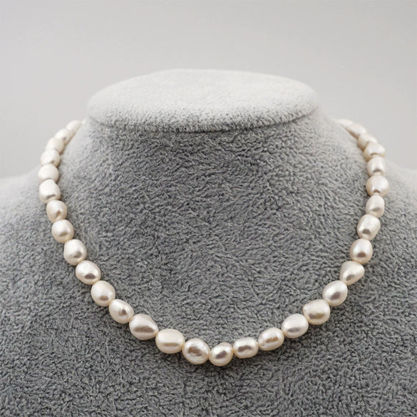 Women's Handmade Freshwater Pearl Minimalist Geometric Cross Chain Necklace