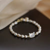 Women's Handmade Freshwater Pearl Shell Cat Style Bracelet