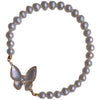 Women's Handmade Fritillaria Butterfly Freshwater Pearl Bracelet Copper 14K Goldplated Nearly Round
