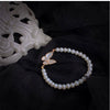 Women's Handmade Fritillaria Butterfly Freshwater Pearl Bracelet Copper 14K Goldplated Nearly Round