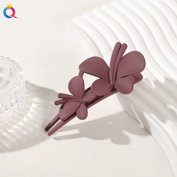 Women's Handmade Frosted Colorful Resin Duckbill Hair Clip Large Side Clip For Bangs