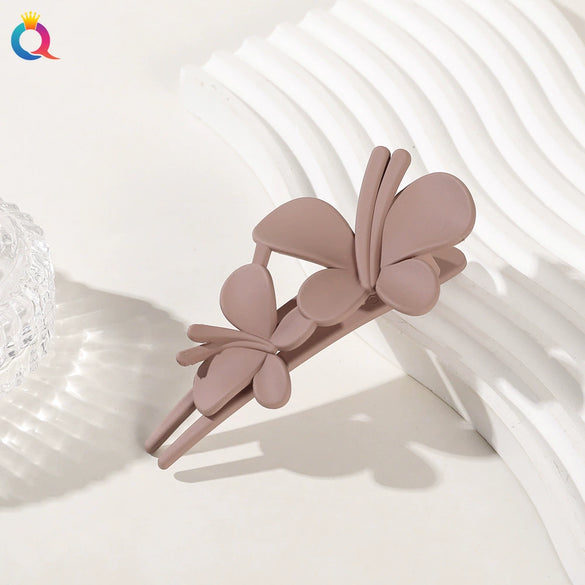 Women's Handmade Frosted Colorful Resin Duckbill Hair Clip Large Side Clip For Bangs
