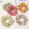 Women's Handmade Fruit Pattern Fabric Scrunchie Hair Tie Set With Avocado And Peach Designs