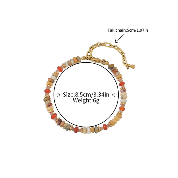 Women's Handmade Geometric Beaded Necklace With Crazy Agate Red Agate Copper And Stainless Steel