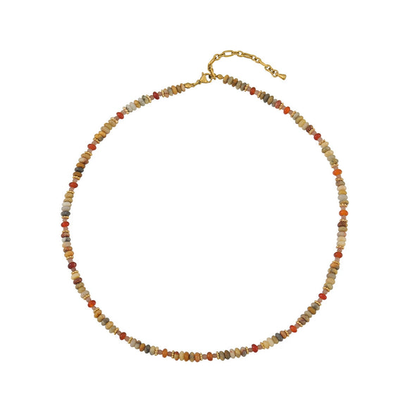 Women's Handmade Geometric Beaded Necklace With Crazy Agate Red Agate Copper And Stainless Steel