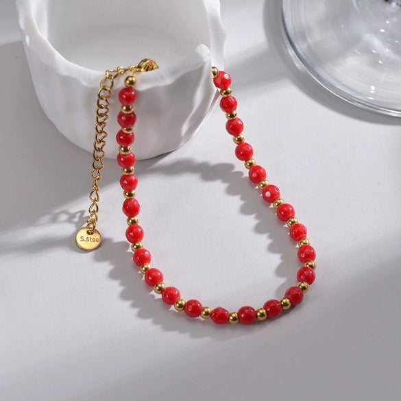 Women's Handmade Geometric Beaded Pearl Stainless Steel Bracelet