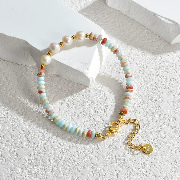 Women's Handmade Geometric Beaded Pearl Stainless Steel Bracelet