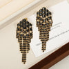 Women's Handmade Geometric Copper Long Tassel Earrings Fashion Light Luxury Popular Style