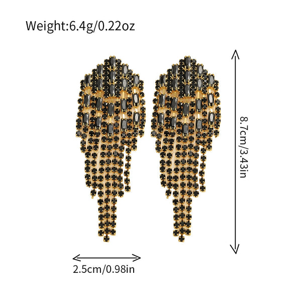 Women's Handmade Geometric Copper Long Tassel Earrings Fashion Light Luxury Popular Style