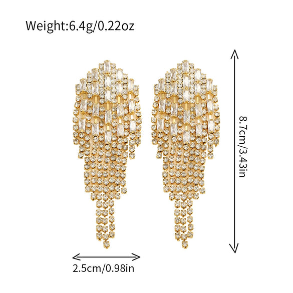 Women's Handmade Geometric Copper Long Tassel Earrings Fashion Light Luxury Popular Style