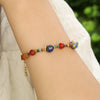 Women's Handmade Geometric Czech Beads Red Agate Lapis Lazuli Copper Bracelet