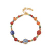 Women's Handmade Geometric Czech Beads Red Agate Lapis Lazuli Copper Bracelet
