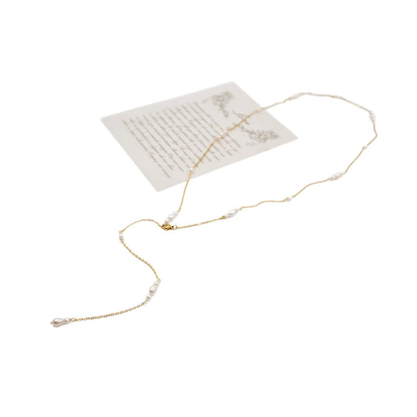 Women's Handmade Geometric Freshwater Pearl Necklace Cross Chain Style