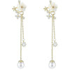 Women's Handmade Geometric Long Chain Earrings With Imitation Pearls And Zircon Fashion Banquet Jewelry